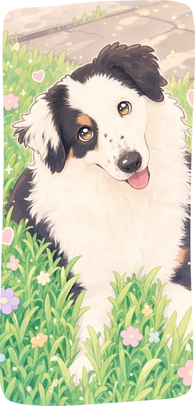 an illustrated dog portrait